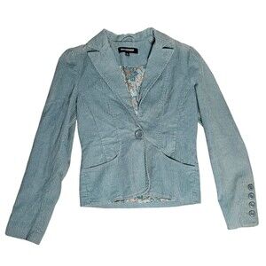Coffee Shop Juniors size M Corduroy Blazer Light Blue Y2K Gilmore Pockets VTG